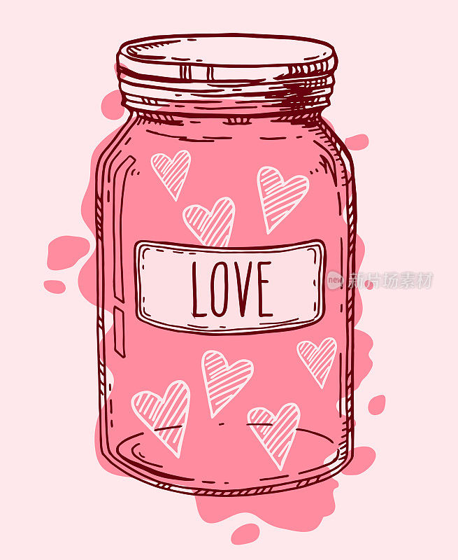Hand drawn love jar